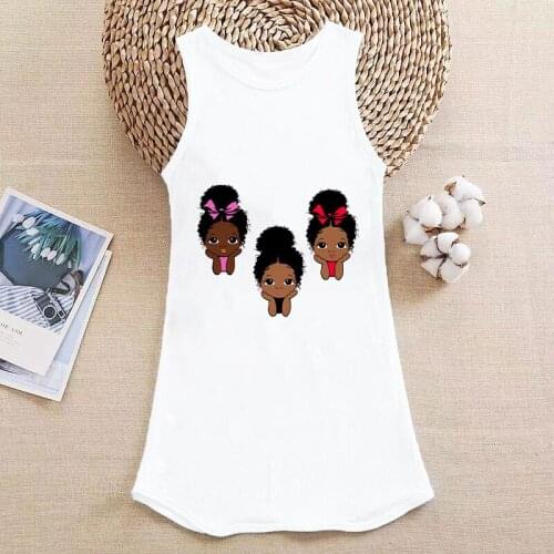 Dress 2021 4-9 Years Girls Dresses Kids Summer Sleeveless DressBlack Girl Print Children Clothes Girl Casual Sundress Dresses