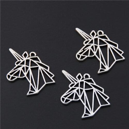 20pcs Silver Color Unicorn Charms Horse Head Pendant For Bracelet Jewelry Making A2591