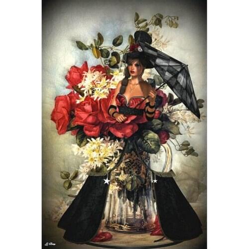 Full round square Diamond embroidery 5d DIY diamond painting Cross stitch Woman and flower 3d Diamond mosaic Roses and tulips