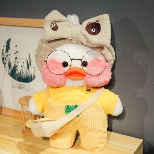 Brown Bear Hair Band Yellow Coat White Bag Hoodie Hyaluronic Acid Duck with Glasses Hat Plush Toy Stuffed Soft Birthday Gift