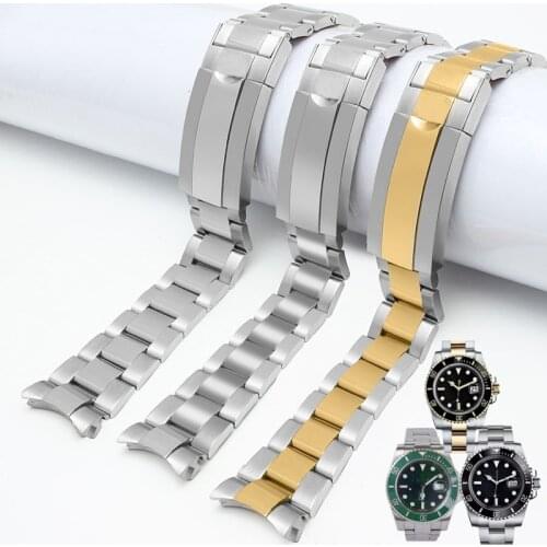 20 21mm Watch Accessories Stainless Steel Butterfly Clasp Watch Band Best For Rolex Daytona Water Ghost Submariner Series Strap