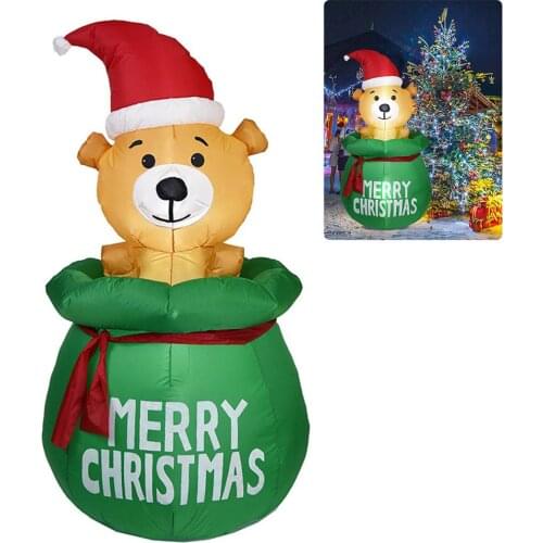 Christmas Inflatable Cute Gift Yard Decoration LED Lights Decor Blow Up Lighted Yard Decor Lawn Inflatable For Outdoor Indoor