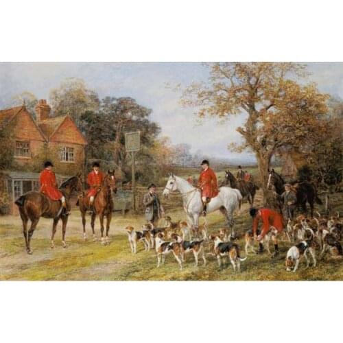 Hand painted Canvas art Meeting before the fox-hunt by Heywood Hardy Paintings oil horse riding scenes High quality
