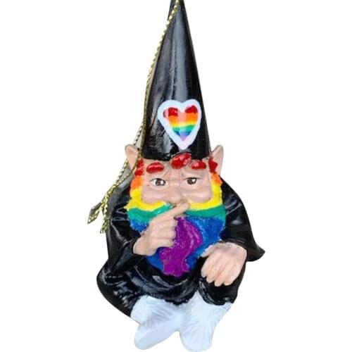 Garden Rainbow Gnome Ornament Colorful Resin Handicraft Dwarf Statue for Home Garden Courtyard Decoration