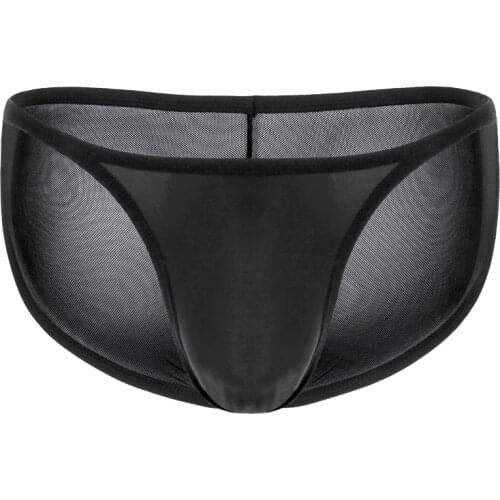 Sexy Men Underwear Ultra-thin Transparent Mesh Briefs Man Solid Low Rise U Convex Pouch Underpants Cueca masculina S-XL