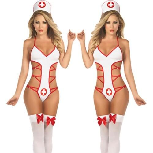 Sexy Underwear Hollowed Out Sexy Nurse Uniform Temptation Three-point Siamese Suit M1L7
