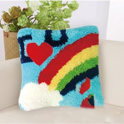 Cute Patterns DIY Segment Embroidery Pillow 3D Latch Hook Rug Kits Carpet Embroidery Latch Hook Coarse Wool Supplies Handcraft
