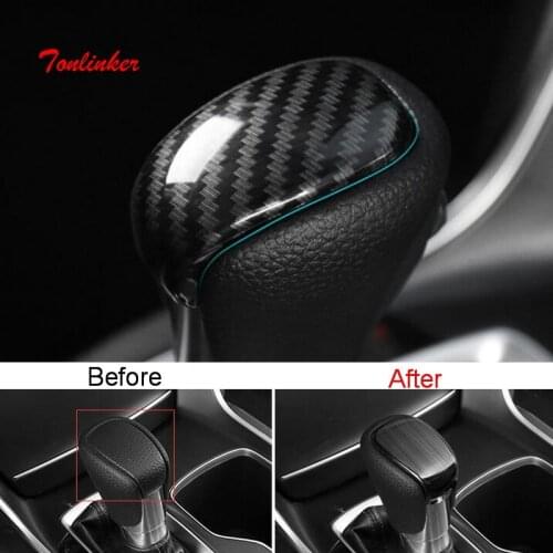 Tonlinker Interior Car Gear Head Cover Case sticker for HONDA ACCORD 2018-19 Car Styling 1 PCS ABS/Stainless steel Cover sticker