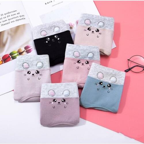 3/4pcs Cartoon Cute Animal Womens Panties Soft Comfort Cotton Seamless Underwear Briefs Girls Sanitary Pants Sexy Lingerie