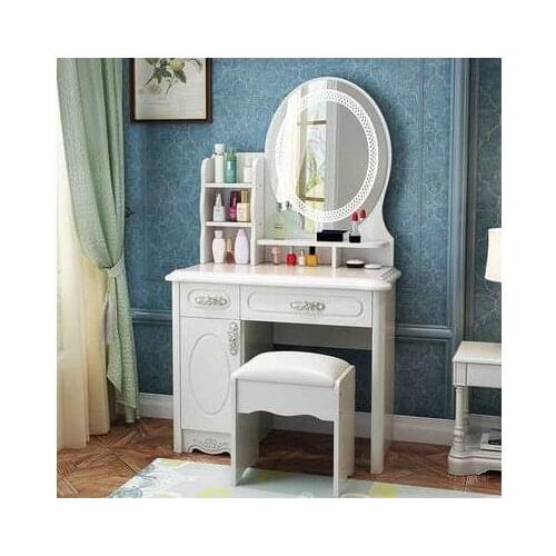 Dressing table European style small family dressing table double drawer bedroom multifunctional mini dressing table with stool a