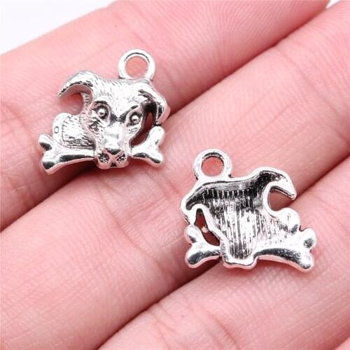 WYSIWYG 4pcs 15x15mm 2 Colors Antique Bronze Dog Bone Pendant Dog Bone Pendant Dog Bone Charm