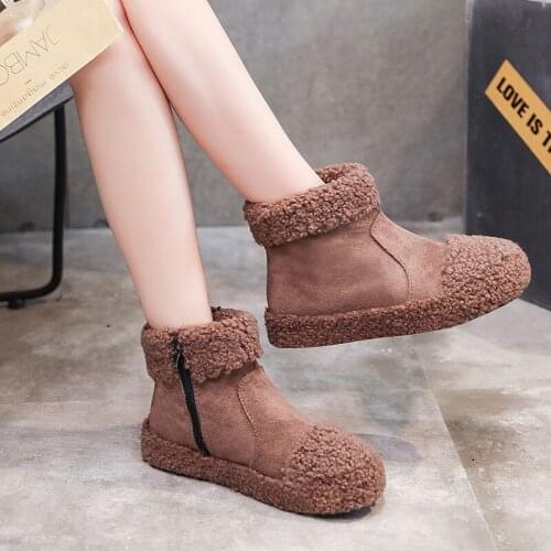 Ankle Boot Platform Ladies Suede Zip Shoes Female Comfort Drop Shipping Women Snow Boots Warm Short Fur Plush Winter U11-34