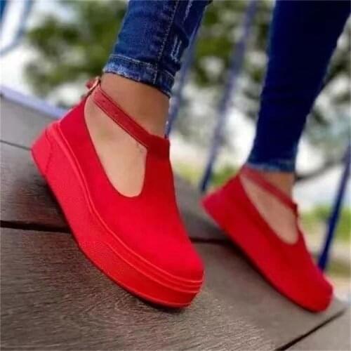 Large size 2021 summer new round head suede mid-heel platform daily womens casual fashion single shoes