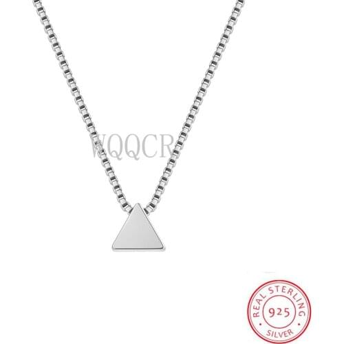 Hot New 925 Sterling Silver Triangle Necklace Female Korean Small Fresh Geometric Triangle Pendant Jewelry