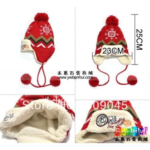 Winter warm knitted hats for boy/girl/kits hats infants caps for children Ear protection-Christmas snow capMZ0547-1pcs