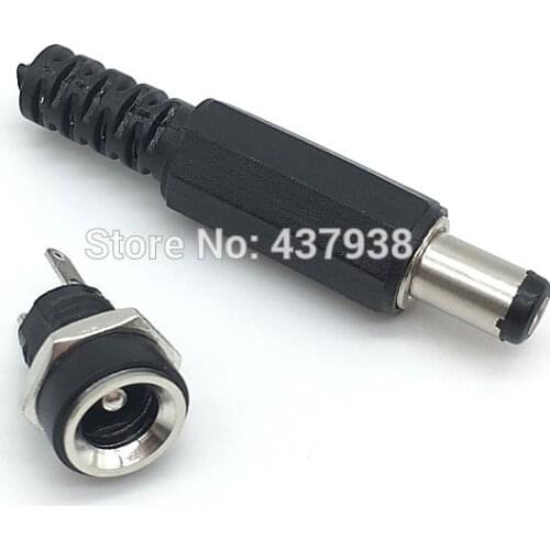 10pcs 5pair DC Power Connector 5.5x2.1mm 5.5x2.5mm Female Plug Jack + Male Plug Jack Socket Adapater DC-022B
