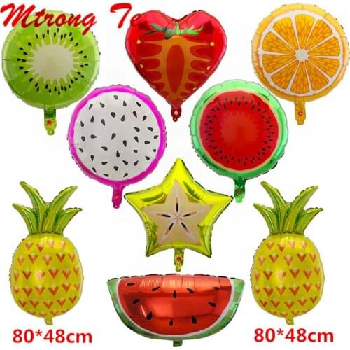10pcs 18" Fruit Foil Helium Balloon Peach Watermelon Kiwi Strawberry Orange Pineapple Summer Party Decoration Supplies Kids Toy
