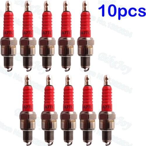 10 pcs/pack A7TC Spark Plug For 50 70cc 90cc 110cc 125cc 140cc 150cc 160cc Pit Dirt Bike ATV Quad Moped Buggy Scooter Motorcycle