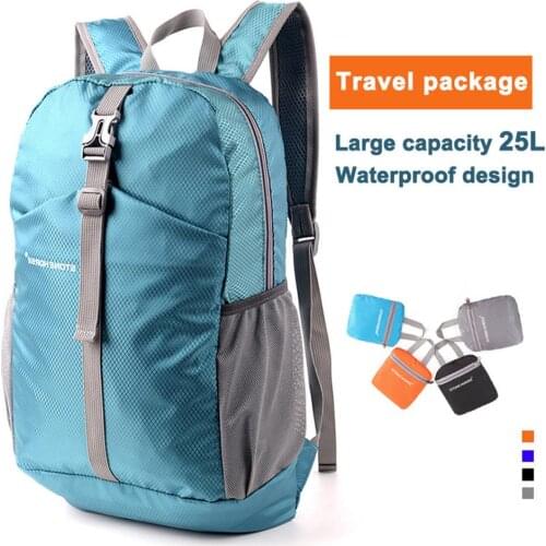25L Outdoor Folding Backpack Waterproof Durable Nylon Unisex Lightweight Travel Hiking riding Backpack Portable Camping Daypack