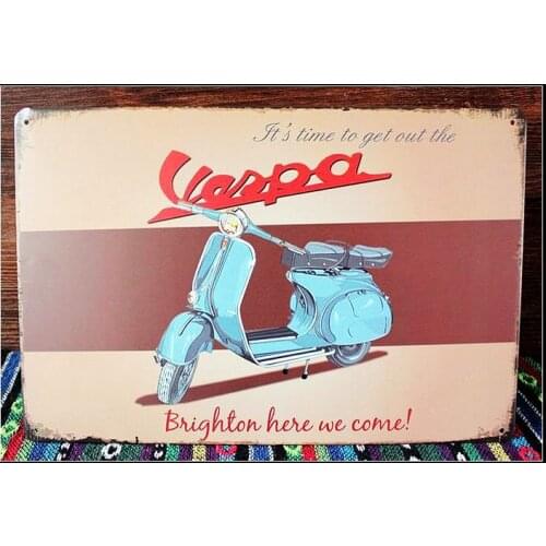 50pcs/lot Metal Sign shabby chic Vespa motorcycle wall mural painting decorative painting Pub decoration Tin Signs Wall Art deco