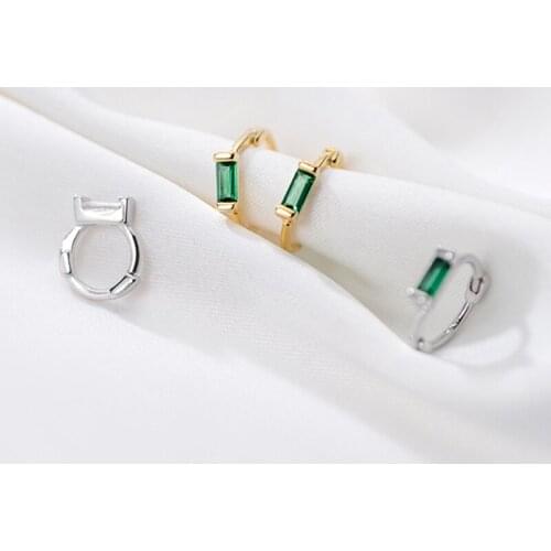 925 Sterling Silver Colour Cubic Zirconia Square Cube Small Earrings Gift For Girls Kids Teen Lady Huggie Hoops Ear Jewelry