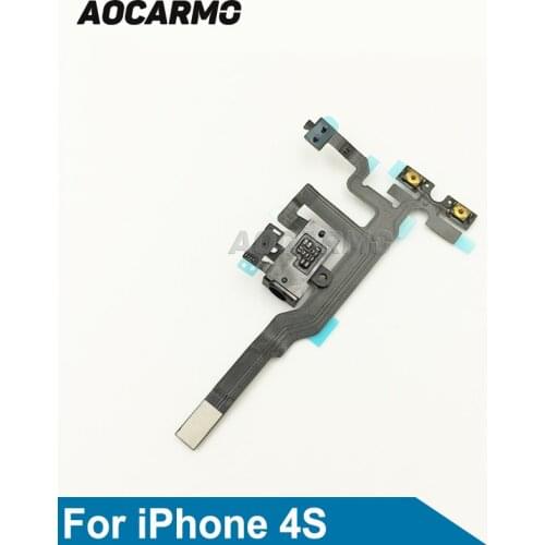 Aocarmo For iPhone 4S White Black Headphone Jack Mute Switch Volume Buttons Audio Flex Cable