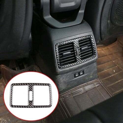 Real Carbon Fiber Car Sticker Auto Rear Row Air Conditioning Exhaust Vent Frame Trim For BMW X1 F48 2016-2019 Car Accessories