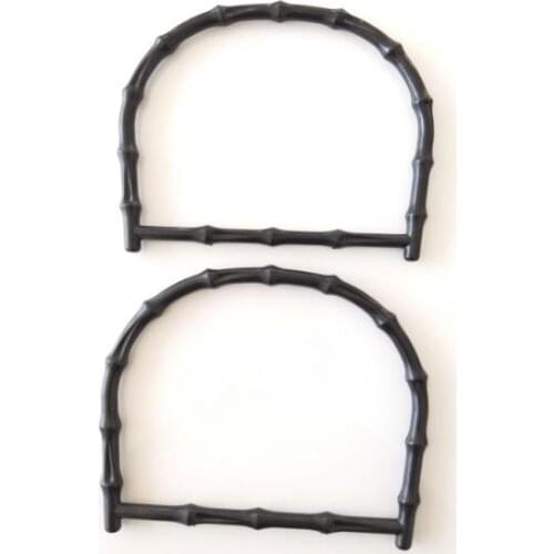 Bamboo looking plastic handle bag BLACK color A10