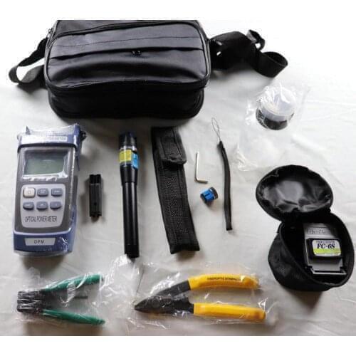 Free shipping Fiber Optic FTTH Tool Kit with FC-6S Fiber Cleaver Optical Power Meter with clean pen