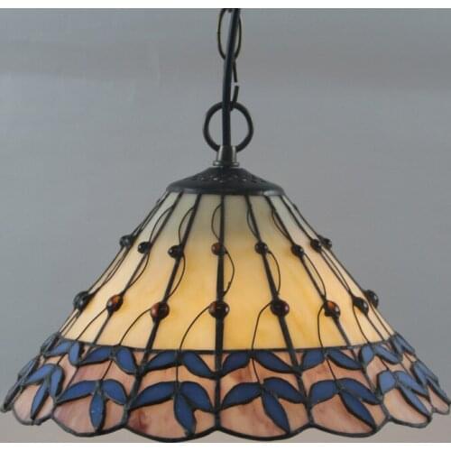 Stained Glass Lamp European Brief Art Glass Curtain Beads Pendant Lights Living Room Restaurant Suspension Light Fixtures