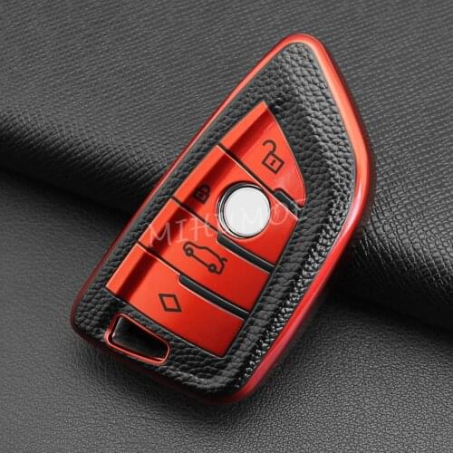 For BMW 3 5 6 7 Series X1 X2 X3 X4 X5 X6 F15 F16 G05 G20 G30 G31 G32 G11 G01 F48 Smart Key Fob Cover Case Leather Texture Red