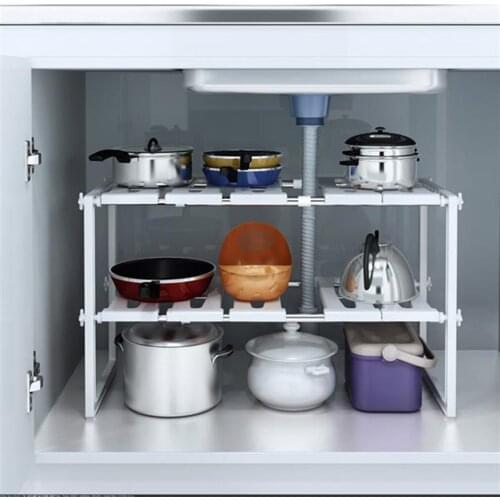 Double Layer Adjustable Multifunctional Shelf Floor Stand Storage Rack Under Sink Kitchen And Household Storage Rack