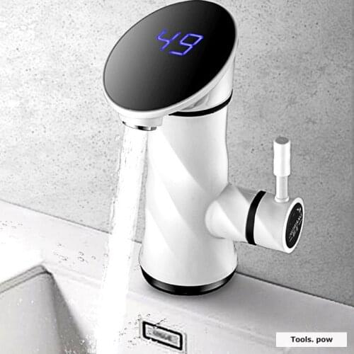 3500W 220V Electric Instant Water Heater Tap Instantaneous Hot Home Kitchen Bathroom Temperature Display Cold Heating Faucet