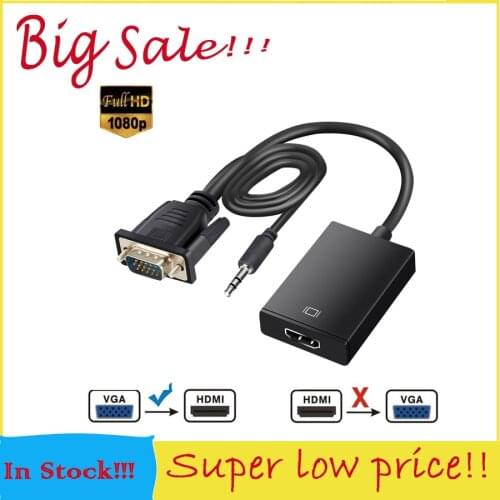 Full HD 1080P VGA to HDMI-compatible Converter Adapter Cable With Audio Output VGA HD Adapter for PC laptop to HDTV Projector