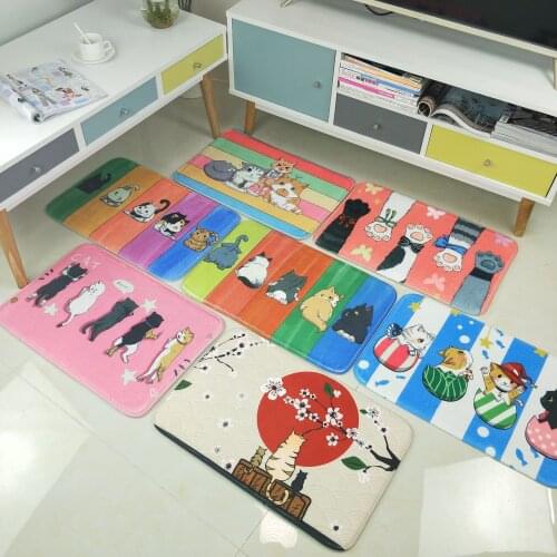 Personality Cartoon Carpets Living Room Bedroom Rugs Bathroom Toilet Anti-slip Water Customized Cute Pad Cat Mat/Rug Carpet Pet