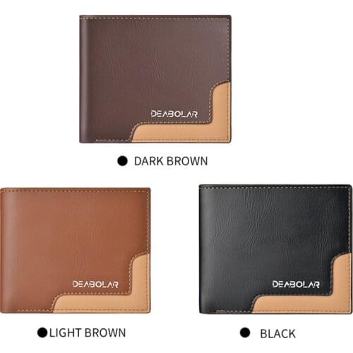 Mens wallet short cross section youth tri-fold wallet stitching business multi-card zipper coin purse