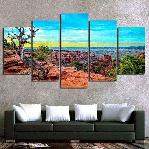 Beautiful Landscape Canvas Painting Withered Wood Plants Beautiful Sky Wall Picture for Living Room Decoration Posters and Print