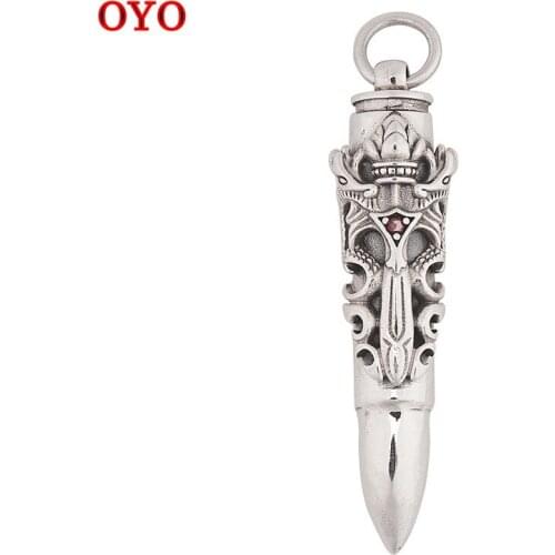 S925 Sterling Silver Retro Craft Silver Bullet Dragon Gawu Box Pendant New