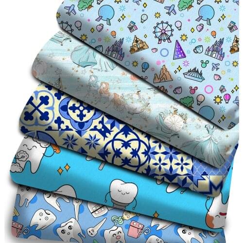 Patchwork Blue series Printed Polyester Cotton Fabric for Tissue Sewing Quilting Fabrics Needlework Material DIY Handmade,c14365