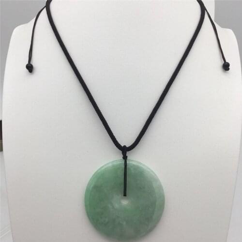 Wholesale New natural green AAA jadestone Peace buckle Good luck Pendant necklace length of the automatic adjustment