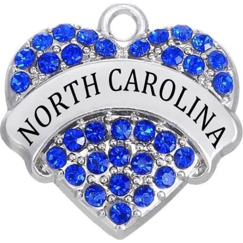 Wholesale Women Jewelry White Crystal Hearts Styles State Of North Carolina Name Charms & Pendant