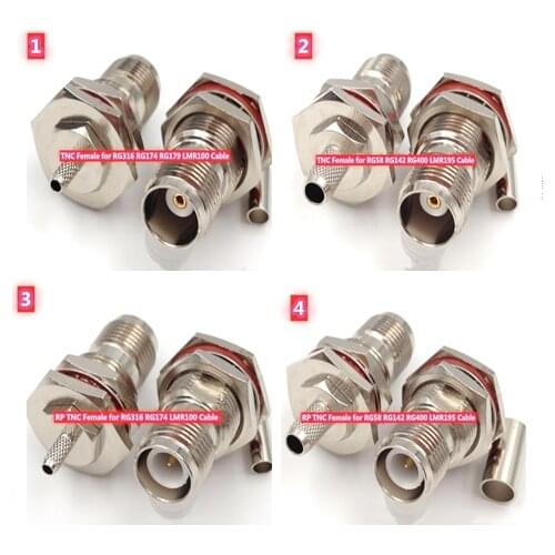 Adapter TNC/RPTNC Female jack With O-ring Bulkhead Panel Nut Crimp for RG316 LMR100 /RG58 LMR195 Cable RF Connector