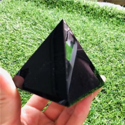 Natural Reiki Energy Black Obsidian Pyramid Crystal Protective Healing for Home Office Desk Decoration