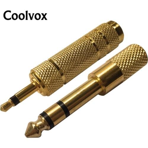 Gold Plated Plug Audio Headphone Adapter Jack TRS 1/4 "(6.35mm) To 1/8 In(3.5mm) Male To Female Stereo Adapter Mono Connector