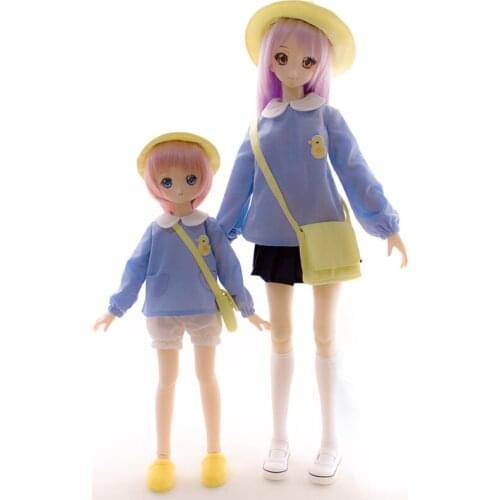Accept Custom Lovely Parent-child outfit kindergarten small Yellow duck Suit For 1/3 1/4 BJD SD DD DDL MSD Doll Clothes