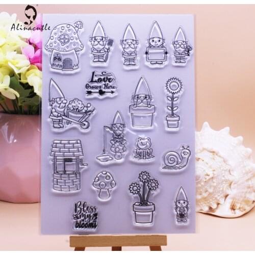 Cute Gnome&Mushroom&Well CLEAR STAMPS Scrapbooking Handmade Card Album Paper Craft Rubber Transparent Silicon Stamp Alinacutle