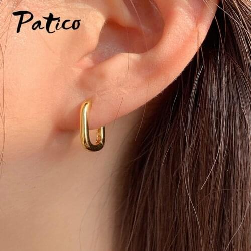 New Minimalism 925 Sterling Silver Trendy Square Shape Hoop Earrings for Women Wedding Party Fashion Jewelry Party Gift