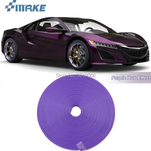 SmRKE 8M Car Wheel Hub Rim Edge Protector Ring Tire Strip Guard Rubber Stickers On Cars Purple Car Styling
