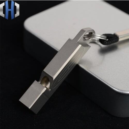 Titanium Whistle Lightweight Portable Outdoor Survival Whistle Camping Equipment High Frequency Lanyard EDC Titanium