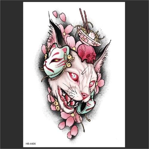 Waterproof Temporary Tattoo Sticker Japanese Devil Eyes Cat Fox mask Flash Tattoos Sailor Moon Body Art Arm Fake Tatoo Women Men